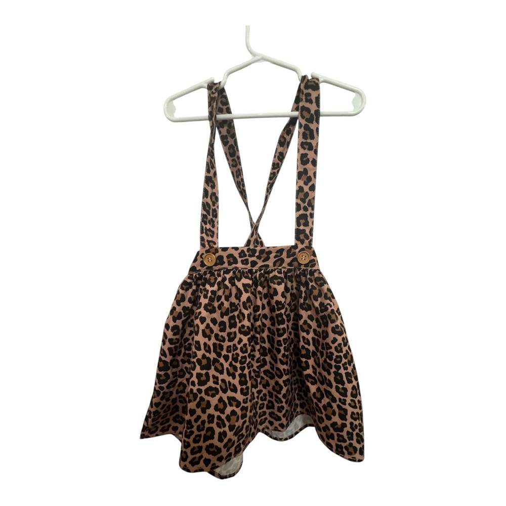 Leopard Print Kids Skirt with Suspenders